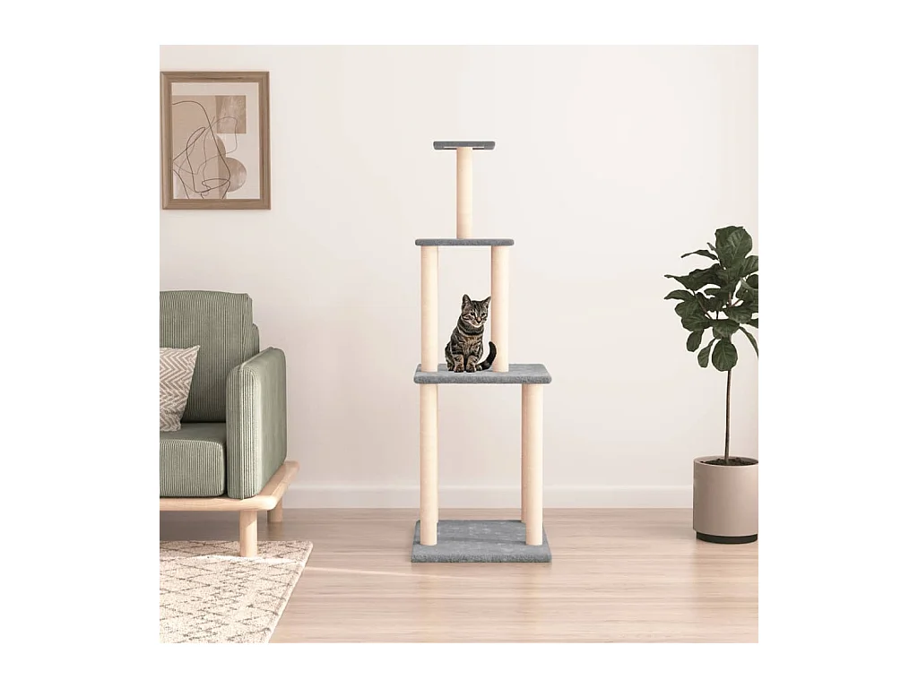 Arbre à chat avec griffoirs en sisal Gris clair 149 cm
