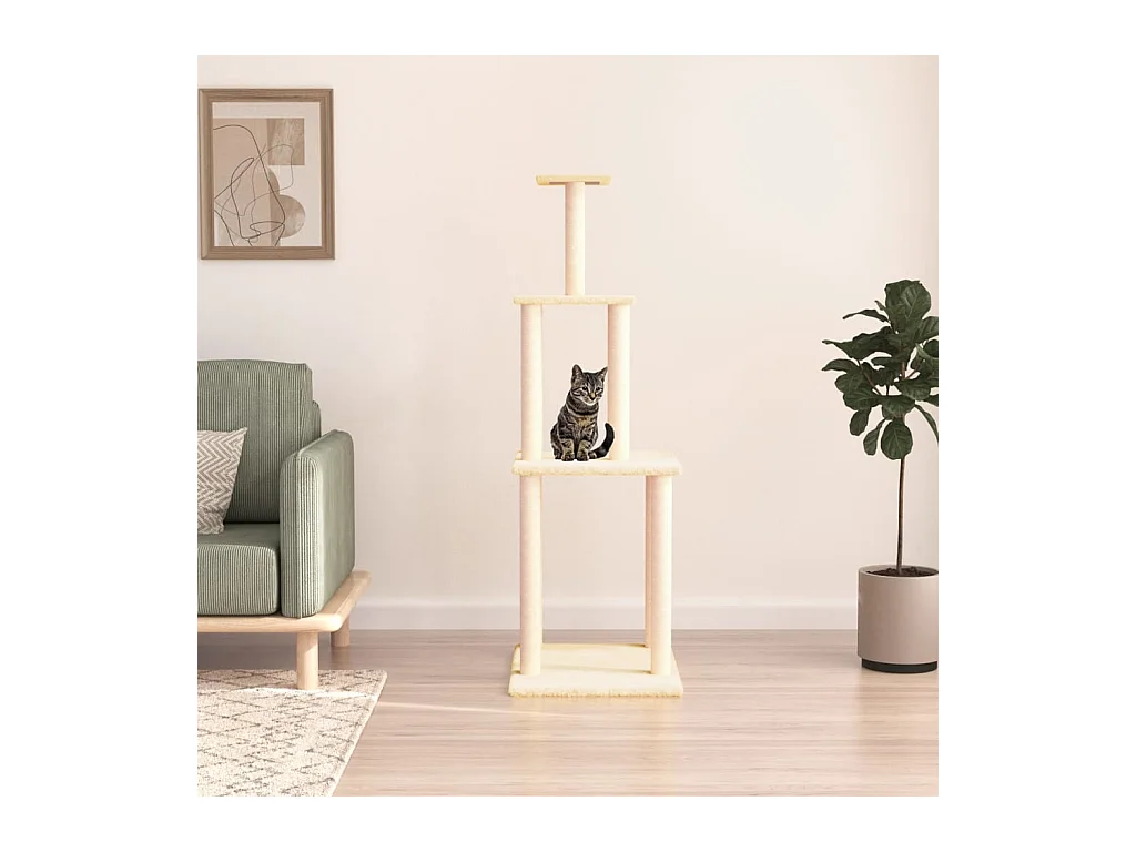 Arbre à chat avec griffoirs en sisal crème 149 cm