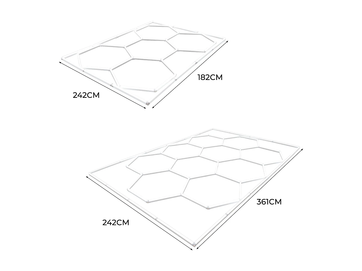 Lot de 10 Plafonnier LED Hexagonale & Bordures 2 x 5 Cadres Modulaires Blanc 120 Lumens 6500K 3 Choix de Montage & [Kit Pour Plafond Suspendu INCLUS]