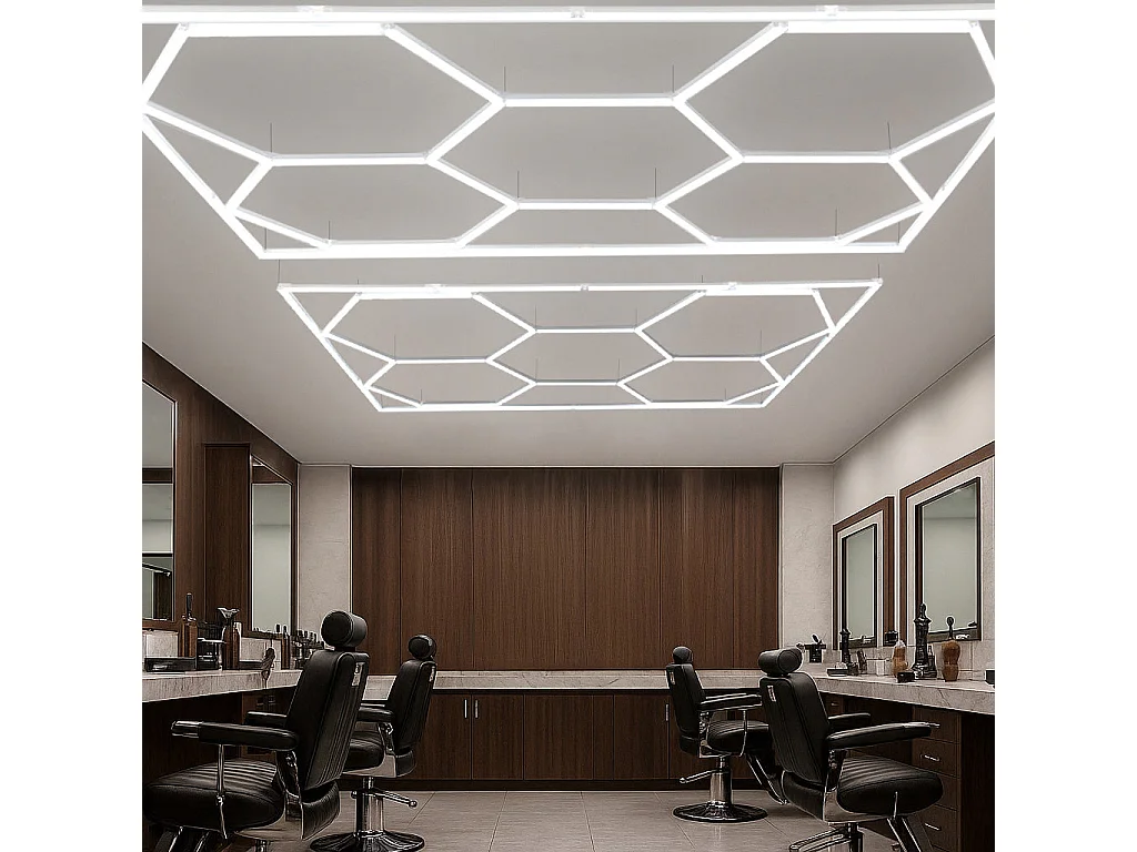 Lot de 10 Plafonnier LED Hexagonale & Bordures 2 x 5 Cadres Modulaires Blanc 120 Lumens 6500K 3 Choix de Montage & [Kit Pour Plafond Suspendu INCLUS]