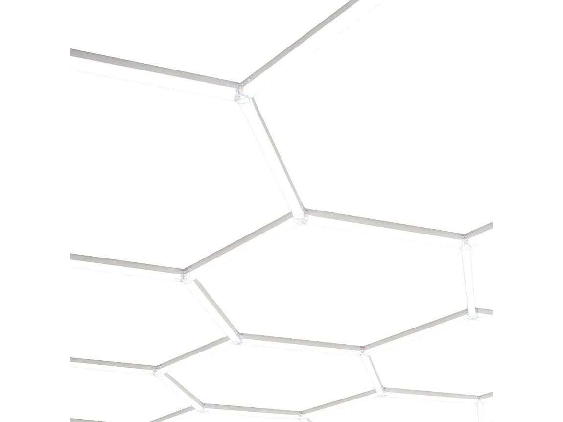 Lot de 10 Plafonnier LED Hexagonale & Bordures 2 x 5 Cadres Modulaires Blanc 120 Lumens 6500K 3 Choix de Montage & [Kit Pour Plafond Suspendu INCLUS]