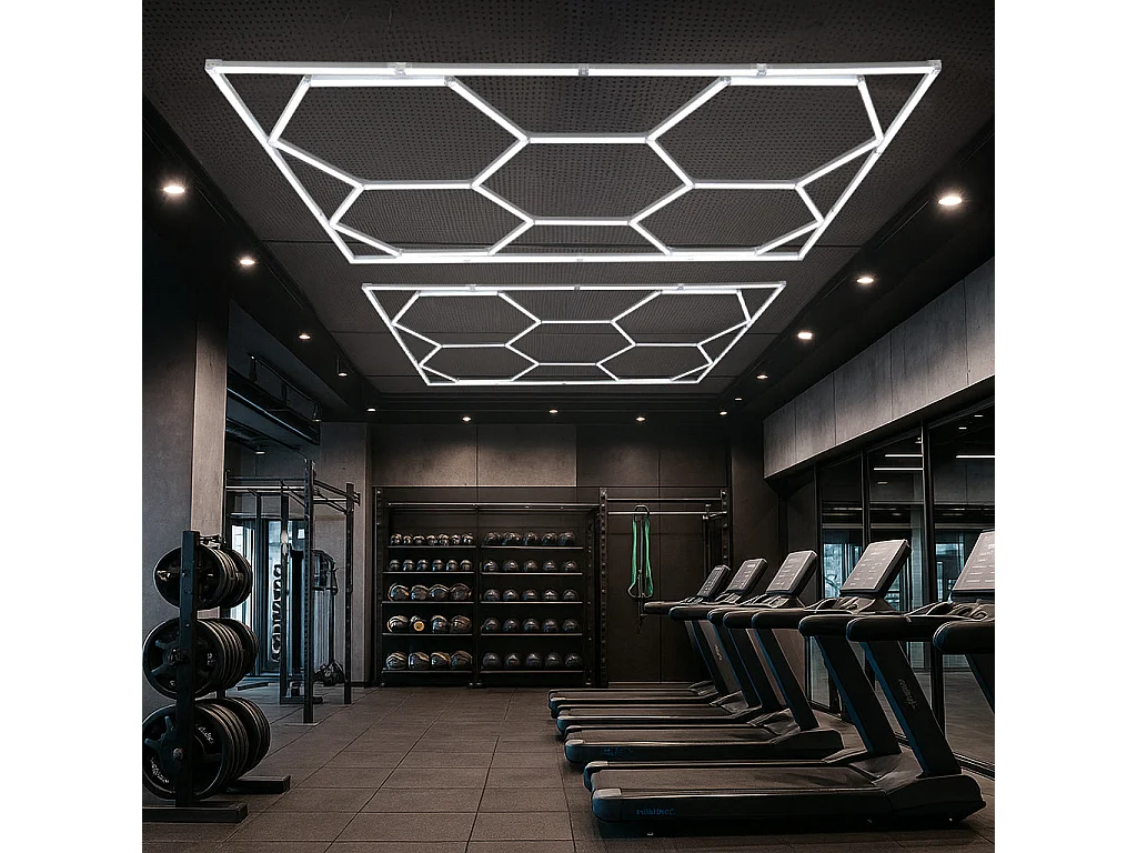 Luci LED Esagonali x10 – Kit 2x5 Luci a Nido d’Ape  Modulari 6500K, 120 Lumen, 3 Opzioni di Montaggio e Kit Soffitto