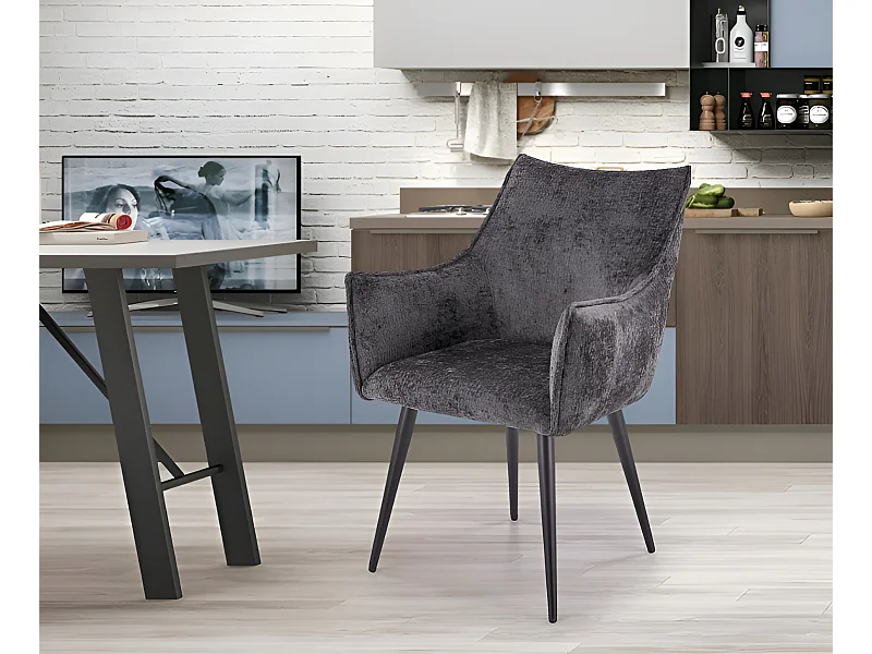 Sedia K559/Tessuto e metallo/Grigio