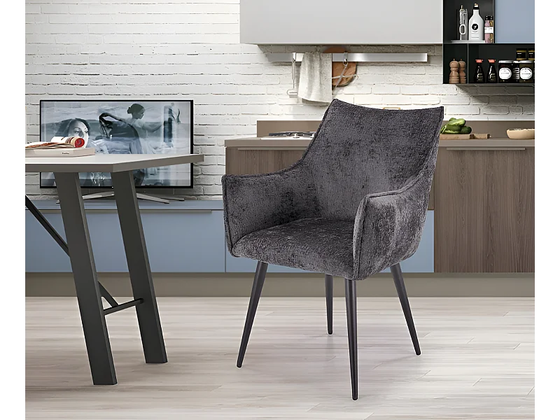 Stuhl K559/Stoffbezug&Metall/Grau