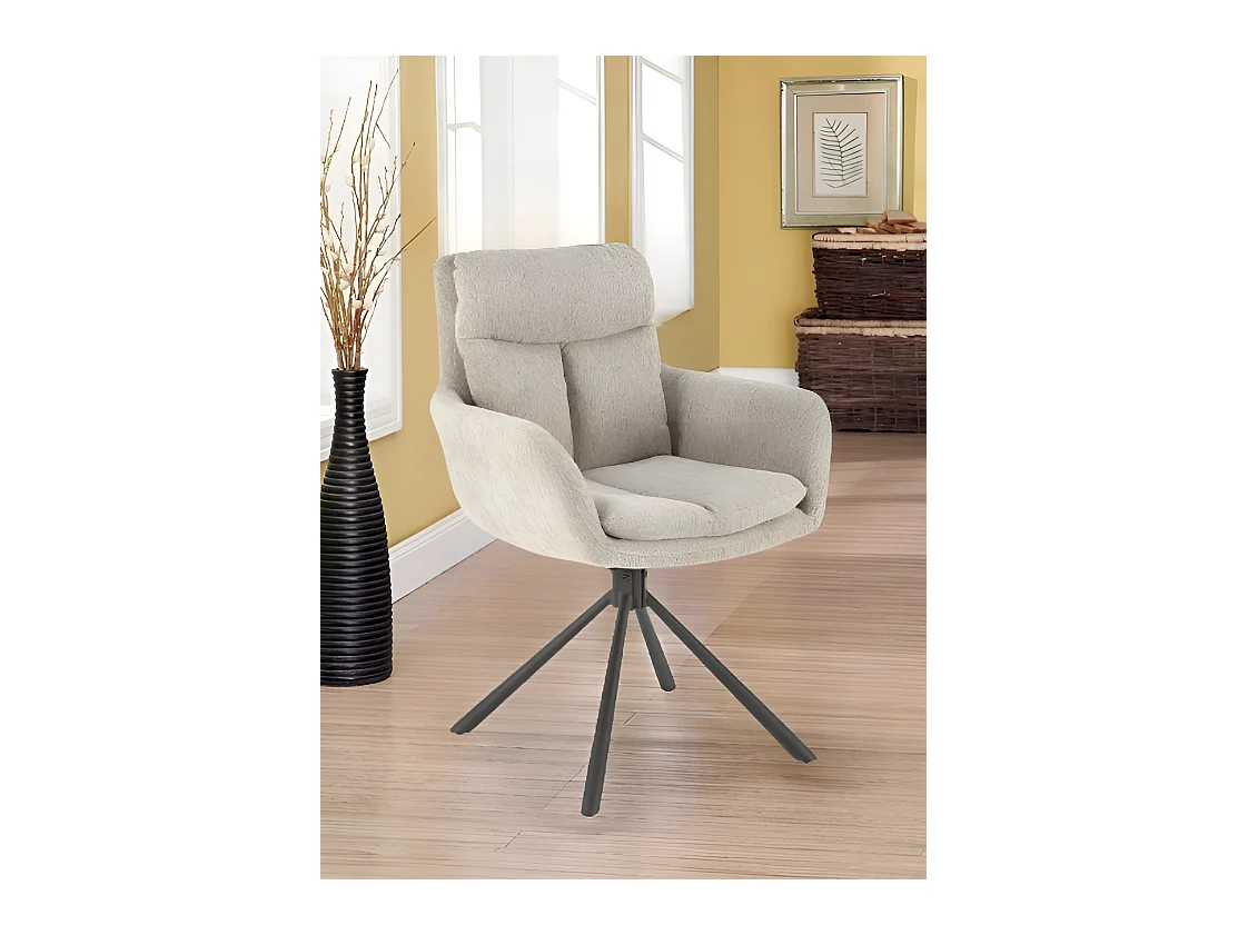 Sedia K495/Funzione girevole/Rivestimento in tessuto e metallo/Beige
