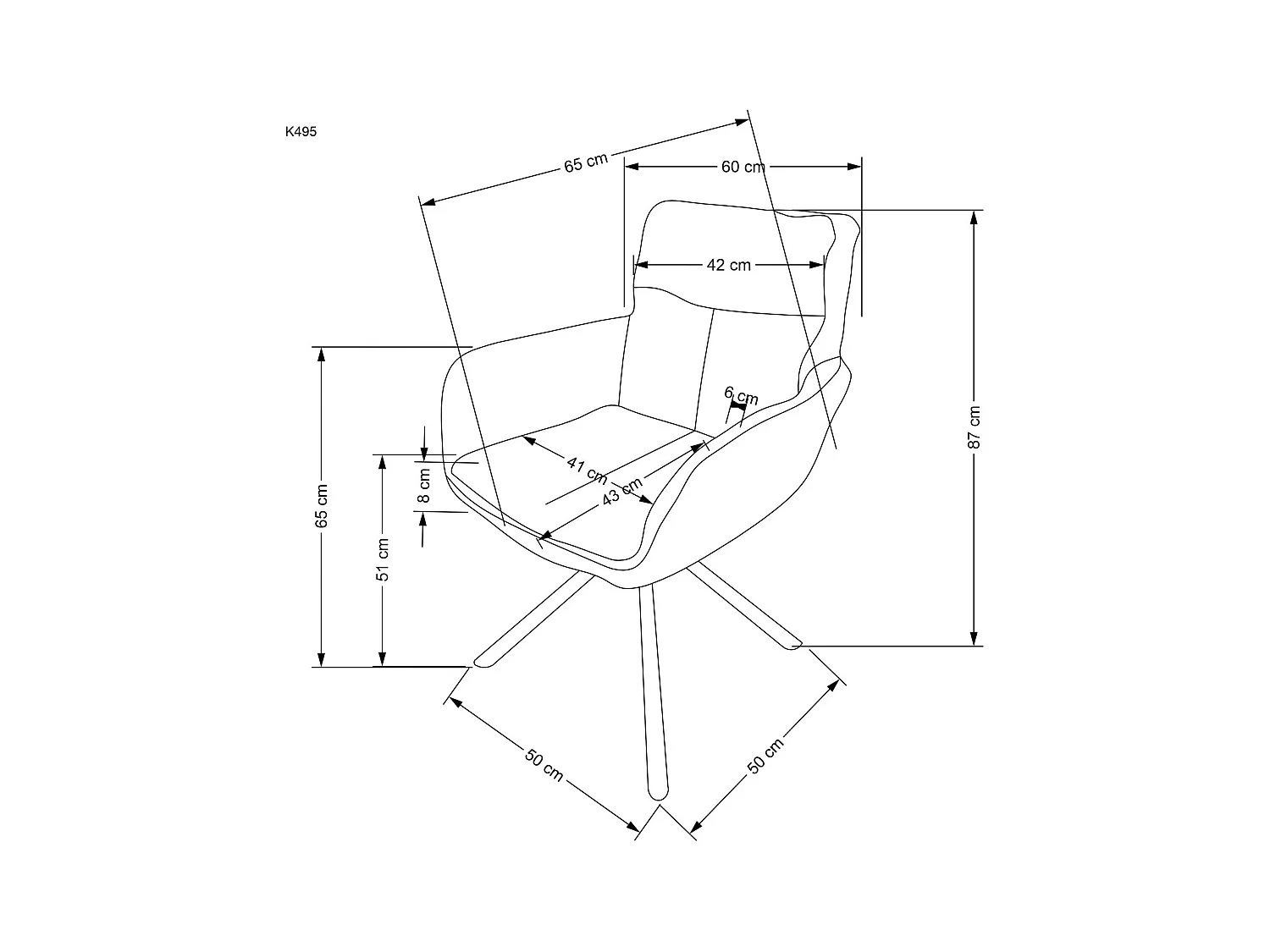 Sedia K495/Funzione girevole/Rivestimento in tessuto e metallo/Beige