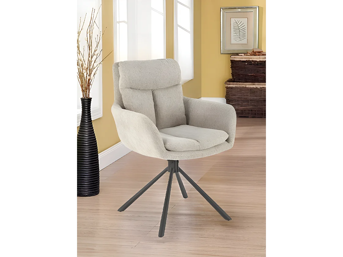 Sedia K495/Funzione girevole/Rivestimento in tessuto e metallo/Beige