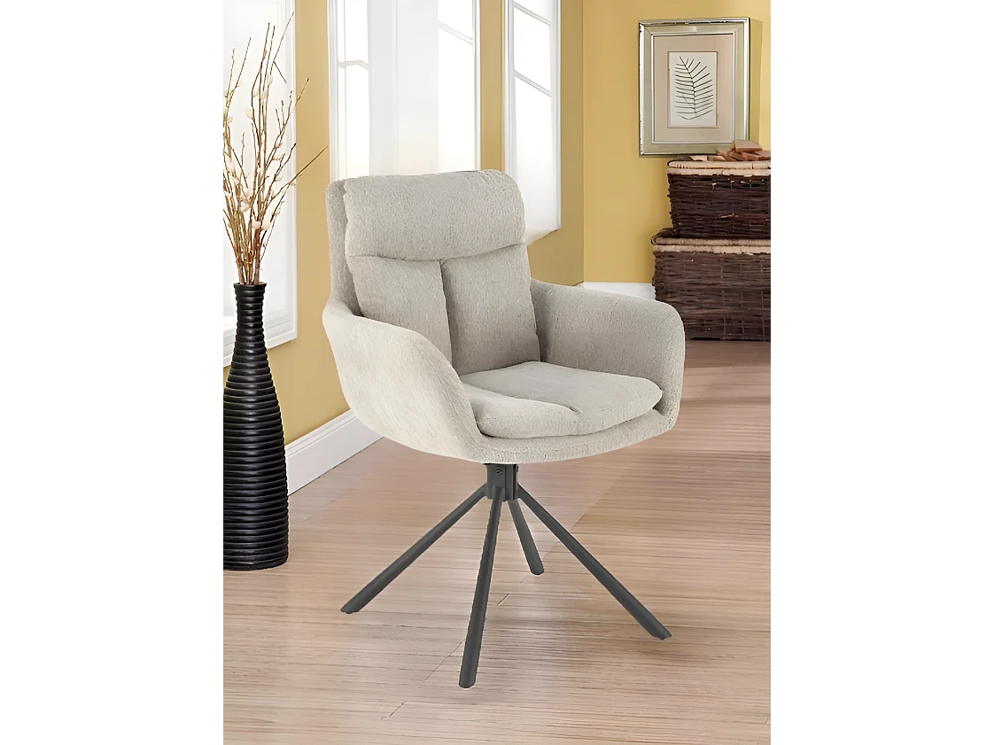 Chaise K495/Fonction pivotante/Revêtement tissu et métal/Beige