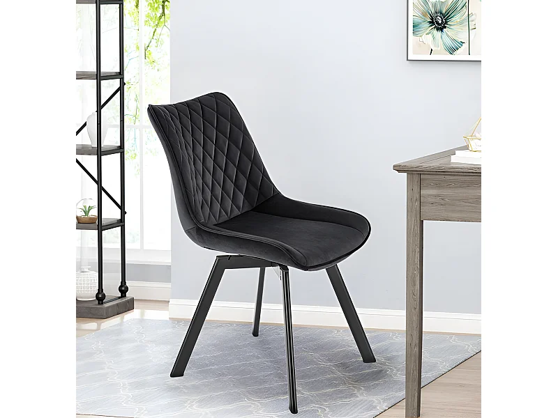 Chaise K520/fonction pivotante/revêtement velours/Noir