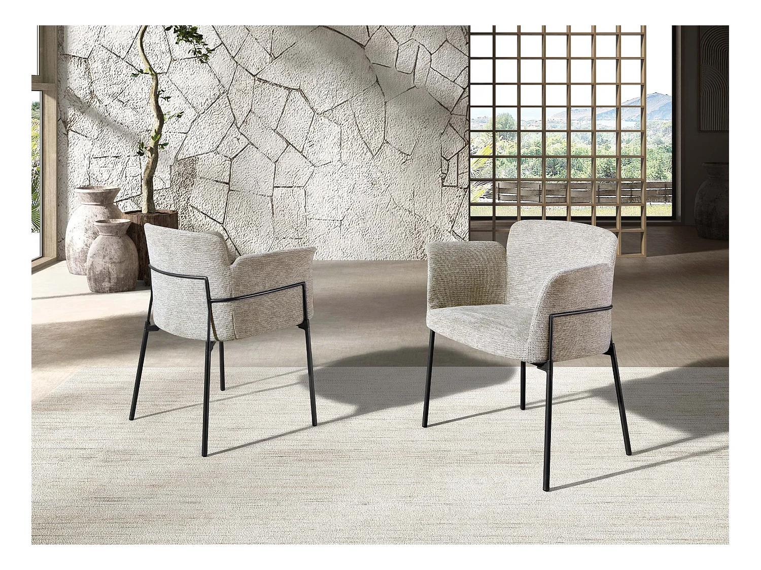 Chaise en tissu gris 4170 ANGEL CERDA