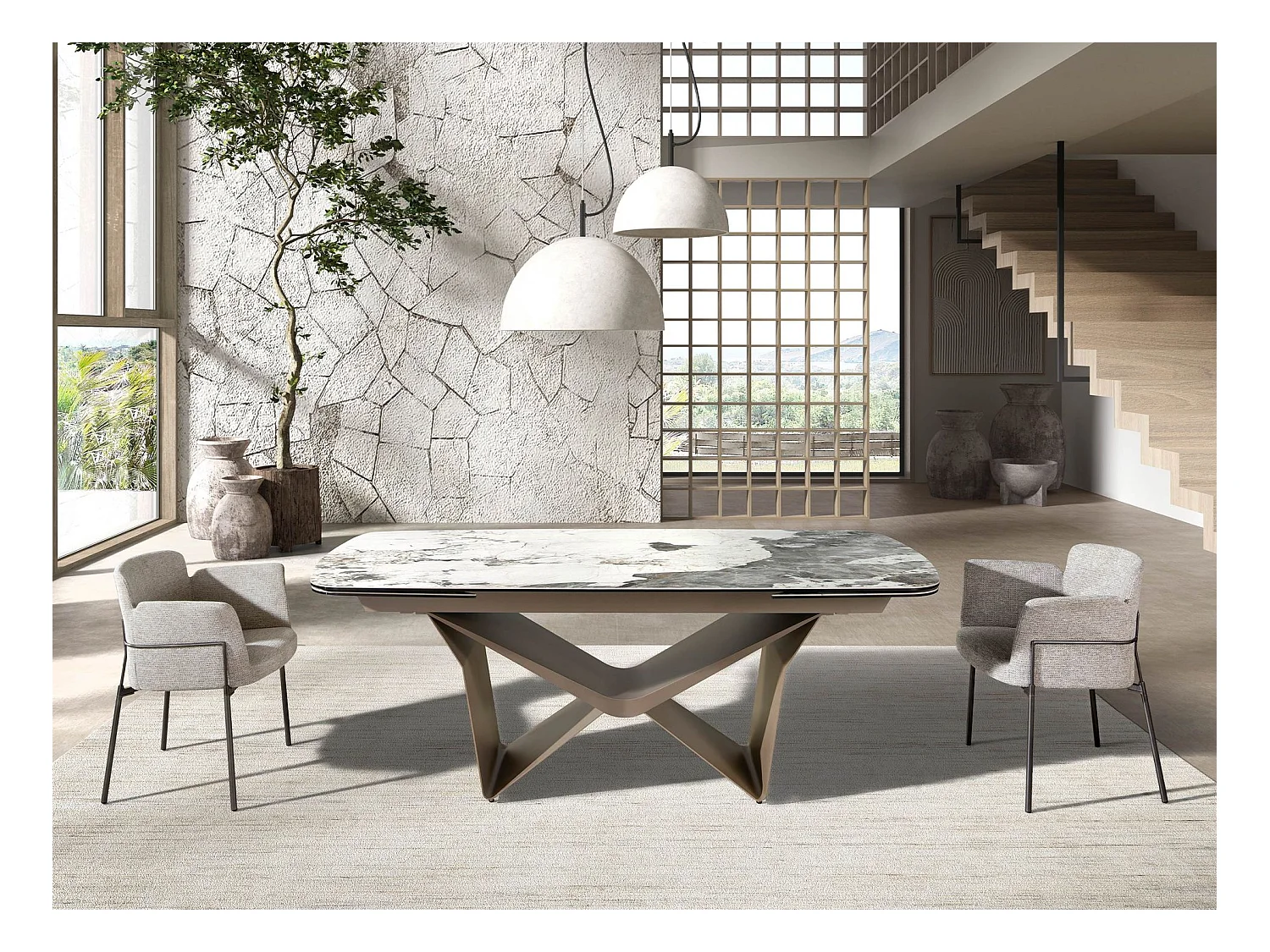 Chaise en tissu gris 4170 ANGEL CERDA