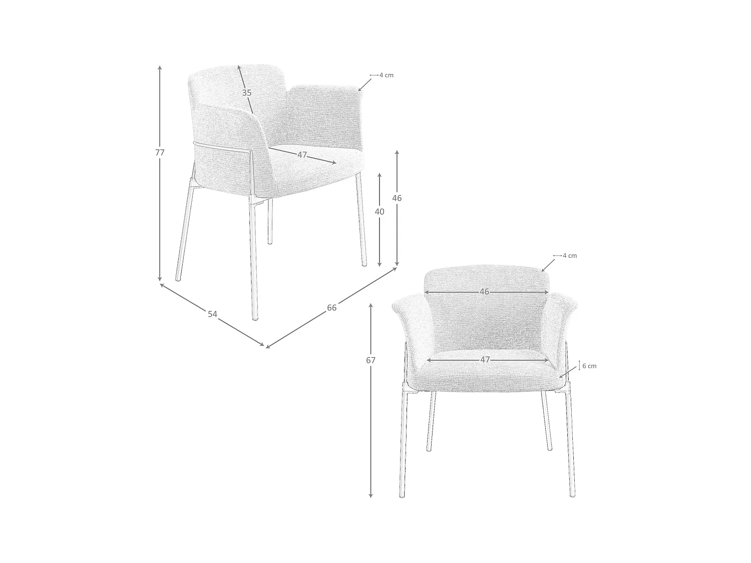 Chaise en tissu gris 4170 ANGEL CERDA