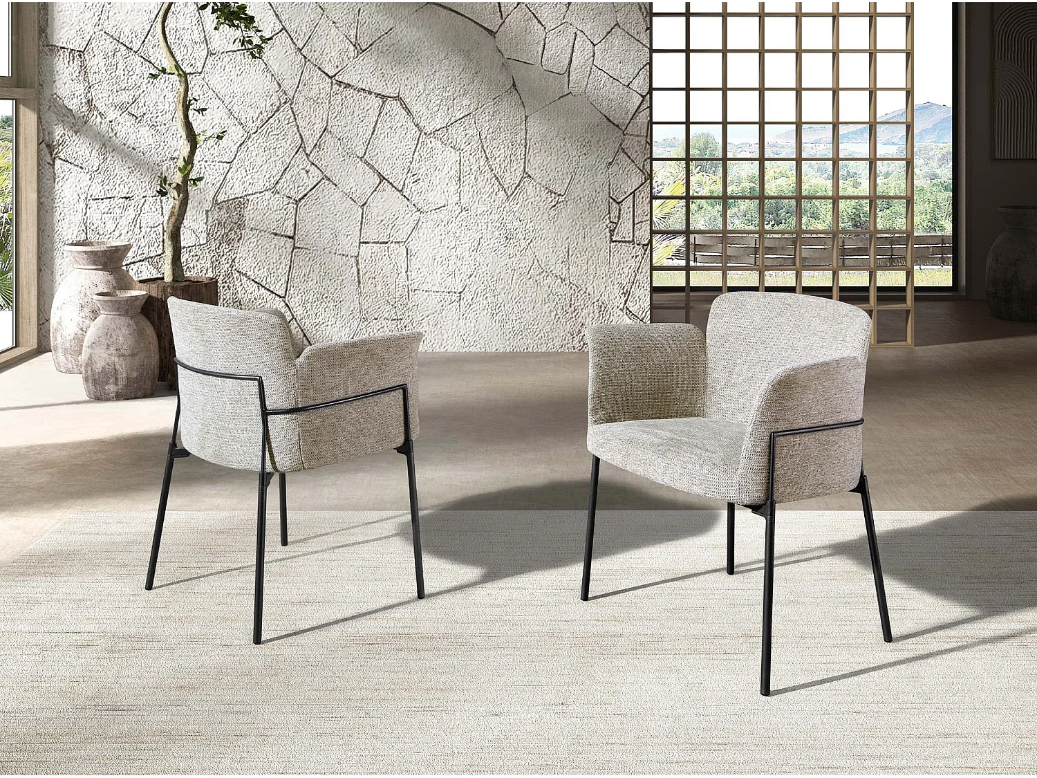 Chaise en tissu gris 4170 ANGEL CERDA