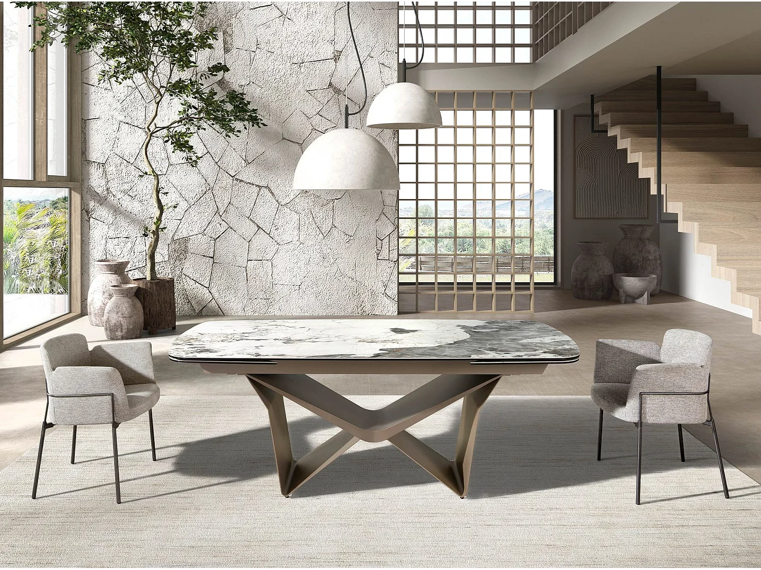 Chaise en tissu gris 4170 ANGEL CERDA