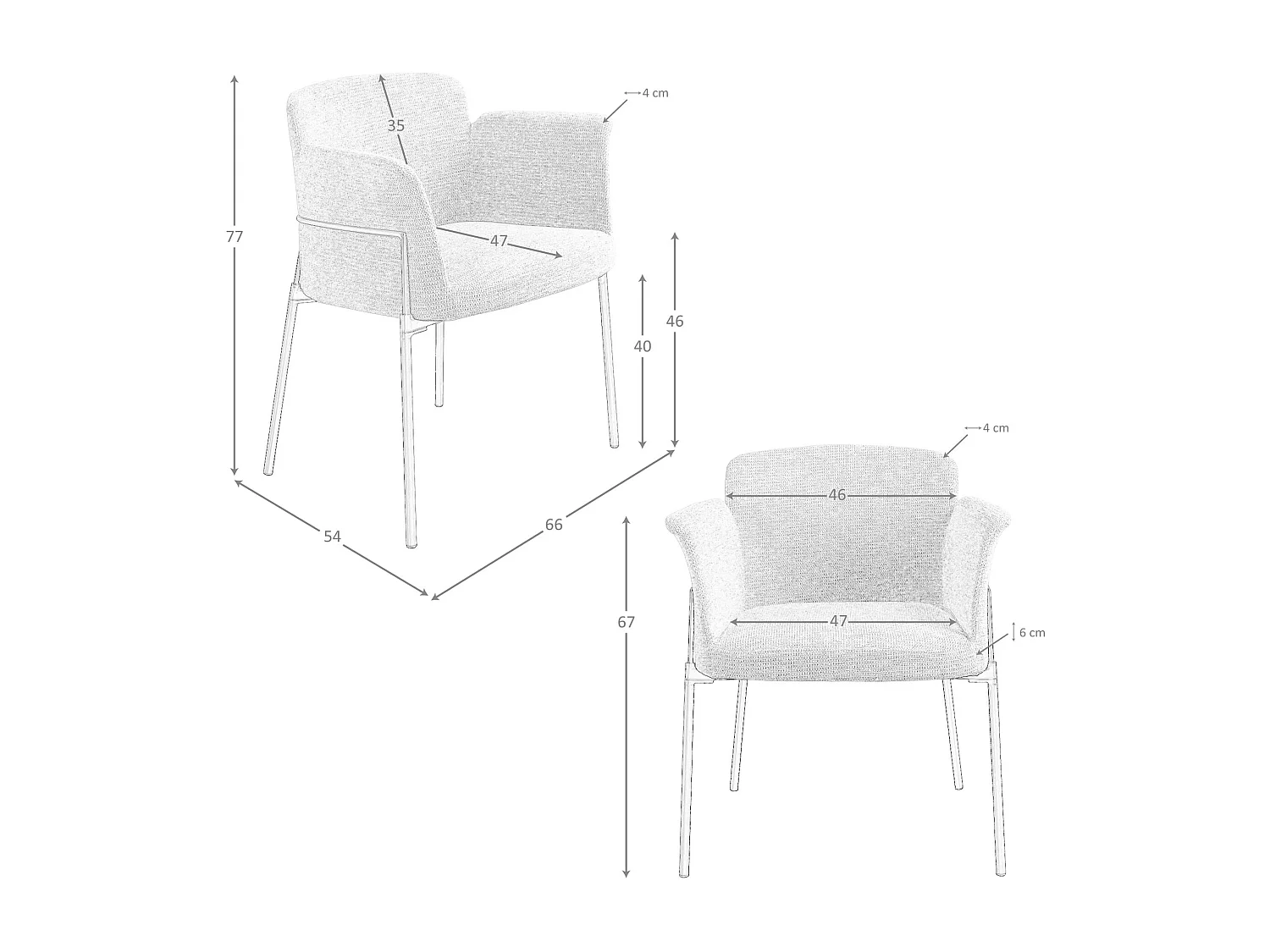 Chaise en tissu gris 4170 ANGEL CERDA