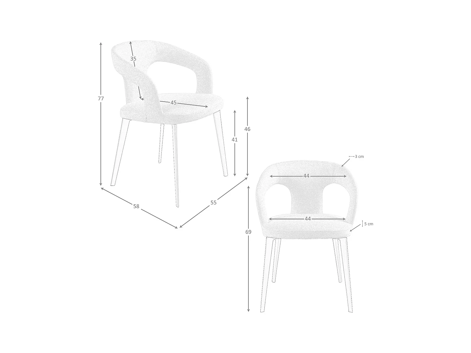 Chaise en tissu blanc cassé 4173 ANGEL CERDA