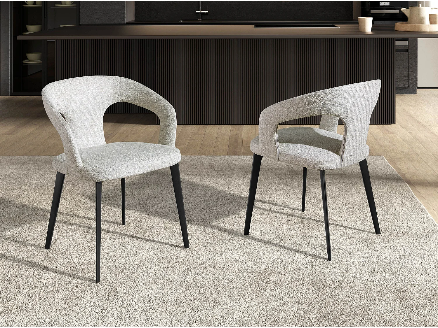 Hocker aus hellgrauem Stoff 4173 ANGEL CERDA