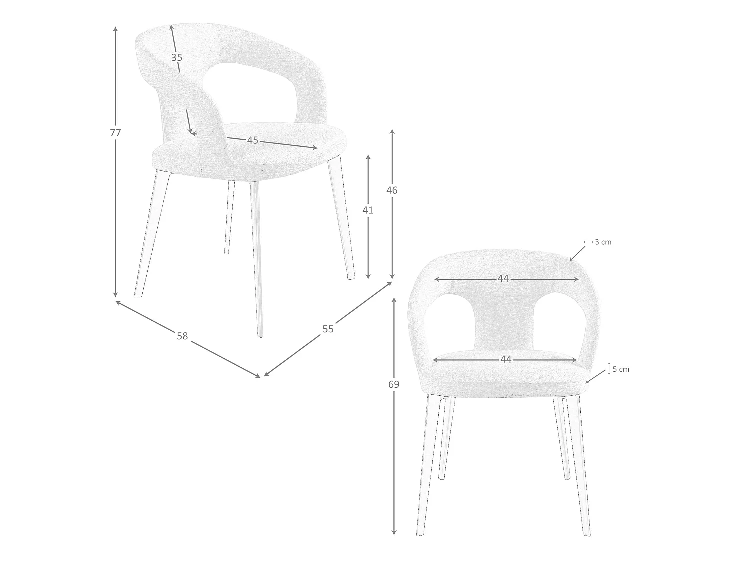 Hocker aus hellgrauem Stoff 4173 ANGEL CERDA