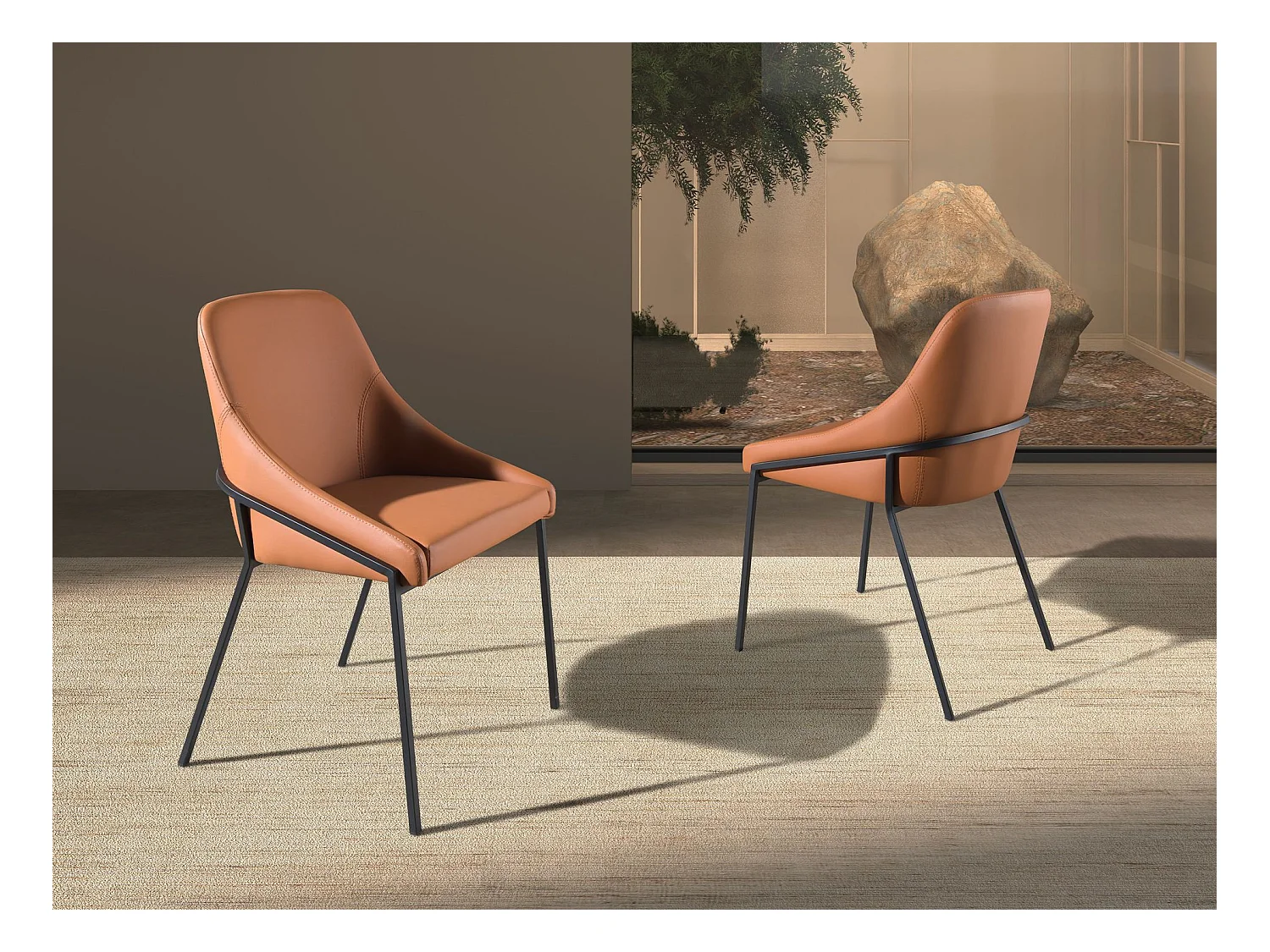 Orangefarbener Kunstlederstuhl 4161 ANGEL CERDA