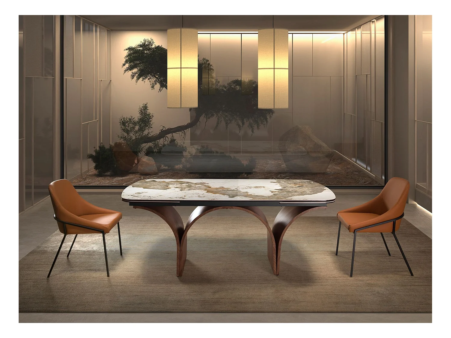 Orangefarbener Kunstlederstuhl 4161 ANGEL CERDA