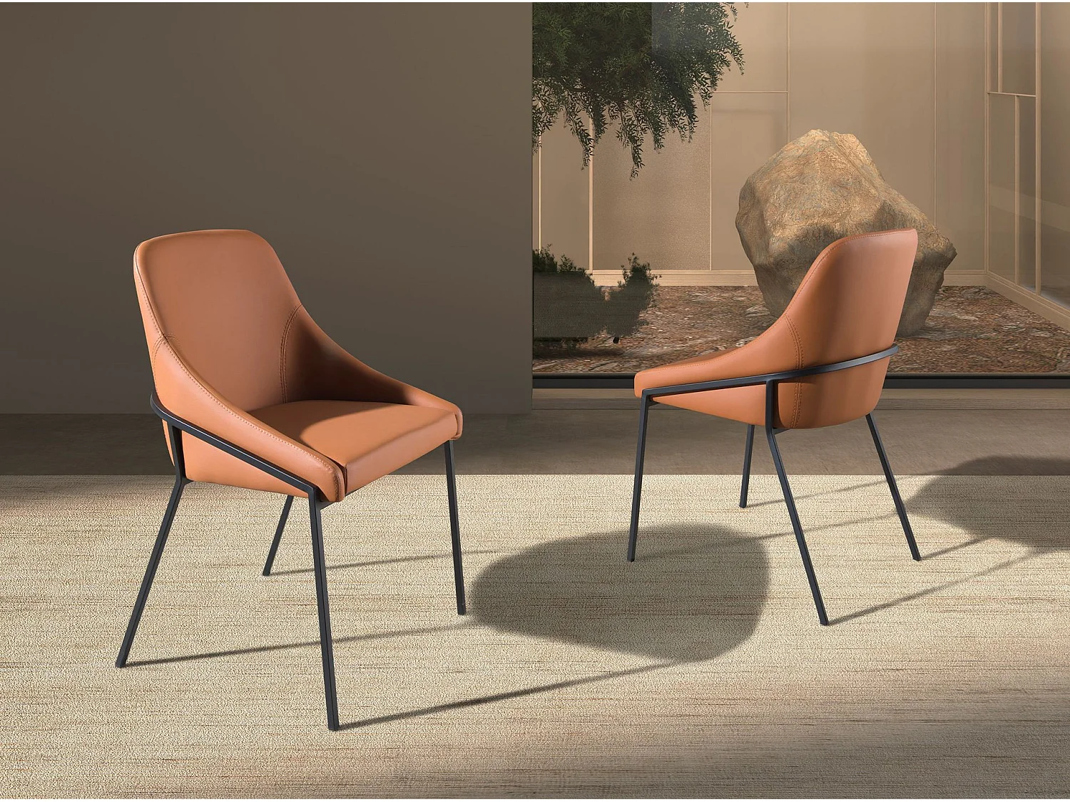 Chaise en similicuir orange 4161 ANGEL CERDA