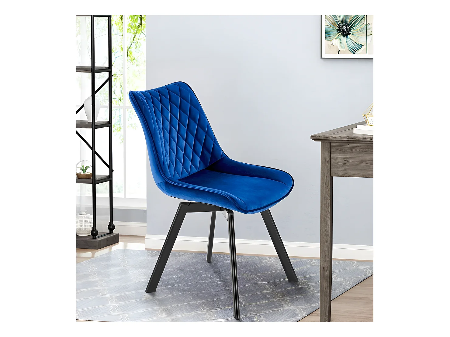 Chaise K520/Fonction pivotante/Housse en velours/Bleu
