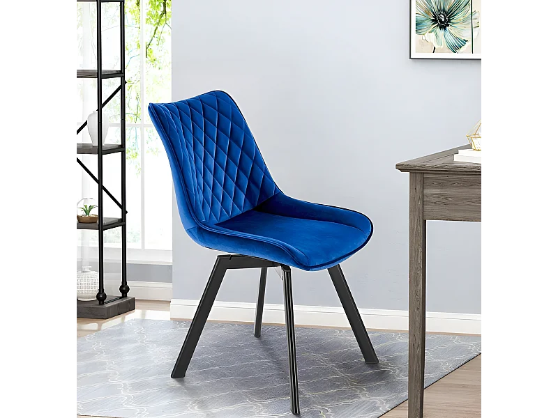 Chaise K520/Fonction pivotante/Housse en velours/Bleu