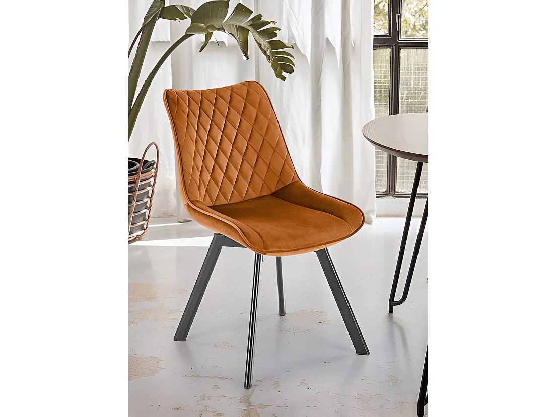 Sedia K520/funzione girevole/rivestimento in velluto/Arancia