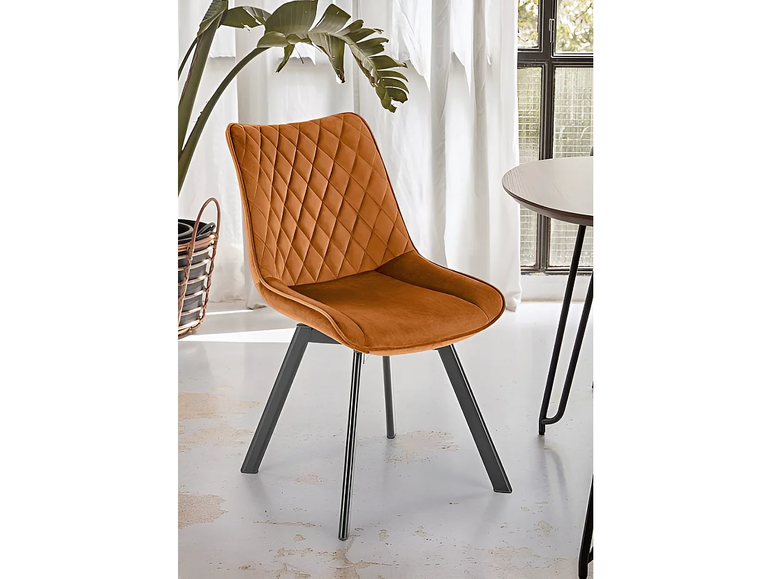 Sedia K520/funzione girevole/rivestimento in velluto/Arancia