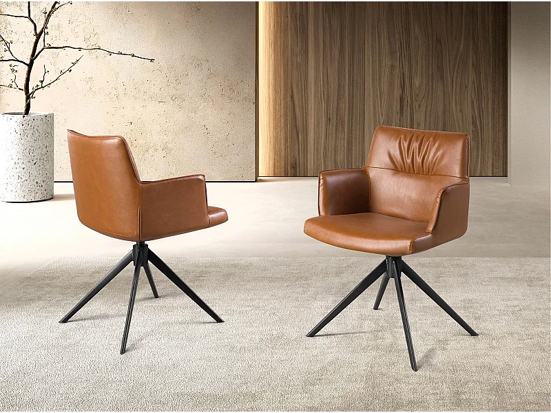 Chaise pivotante en simili-cuir marron cognac 4193 ANGEL CERDA