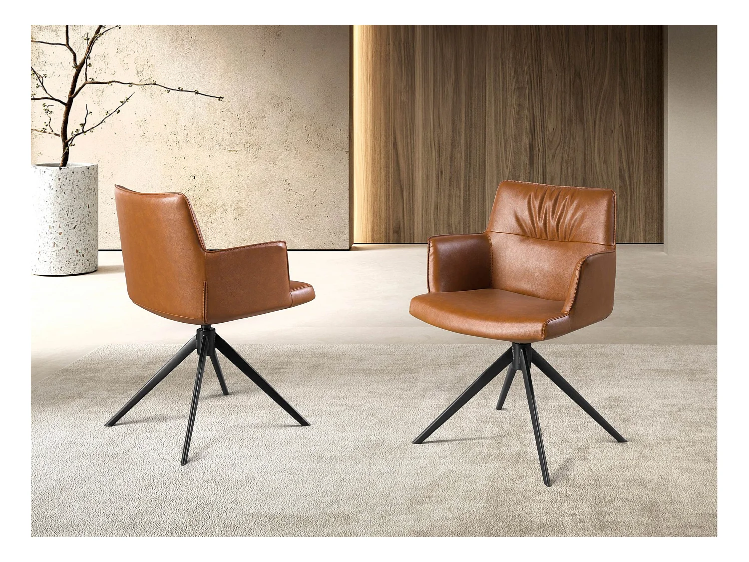 Chaise pivotante en simili-cuir marron cognac 4193 ANGEL CERDA