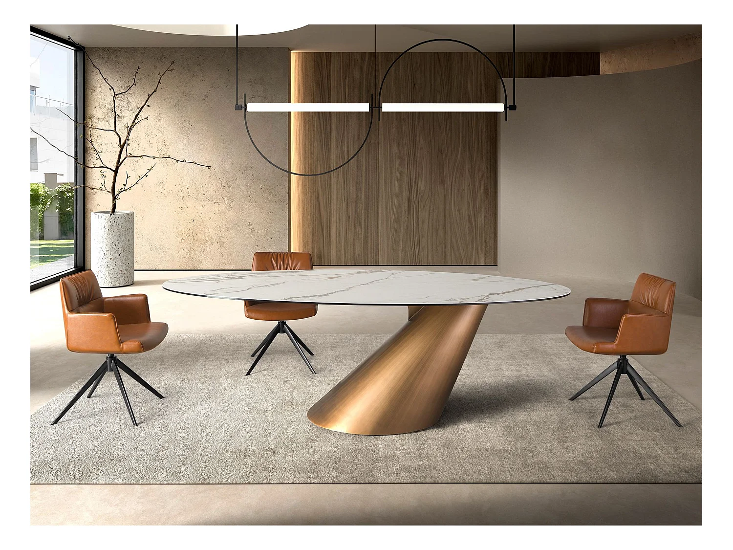 Cognacbrauner Kunstleder-Drehstuhl 4193 ANGEL CERDA