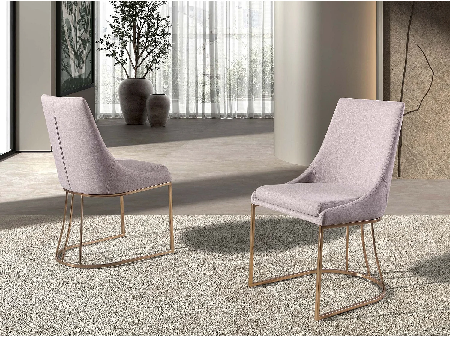 Chaise en tissu gris 4182 ANGEL CERDA