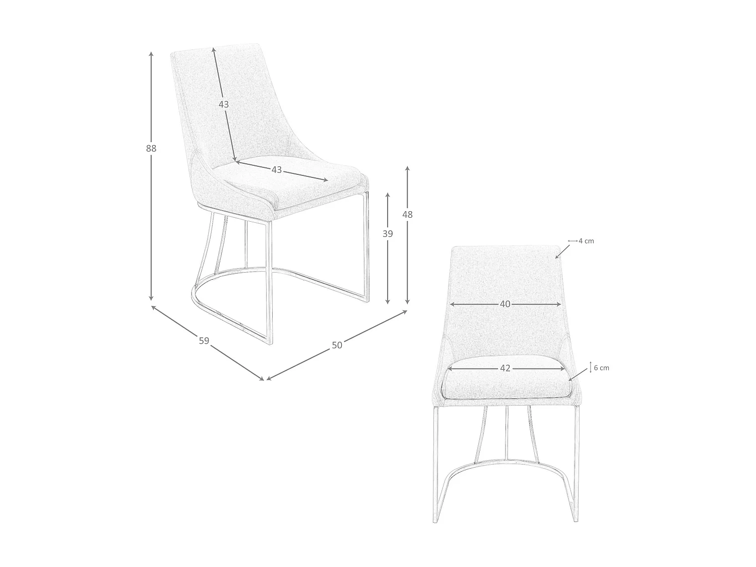 Chaise en tissu gris 4182 ANGEL CERDA