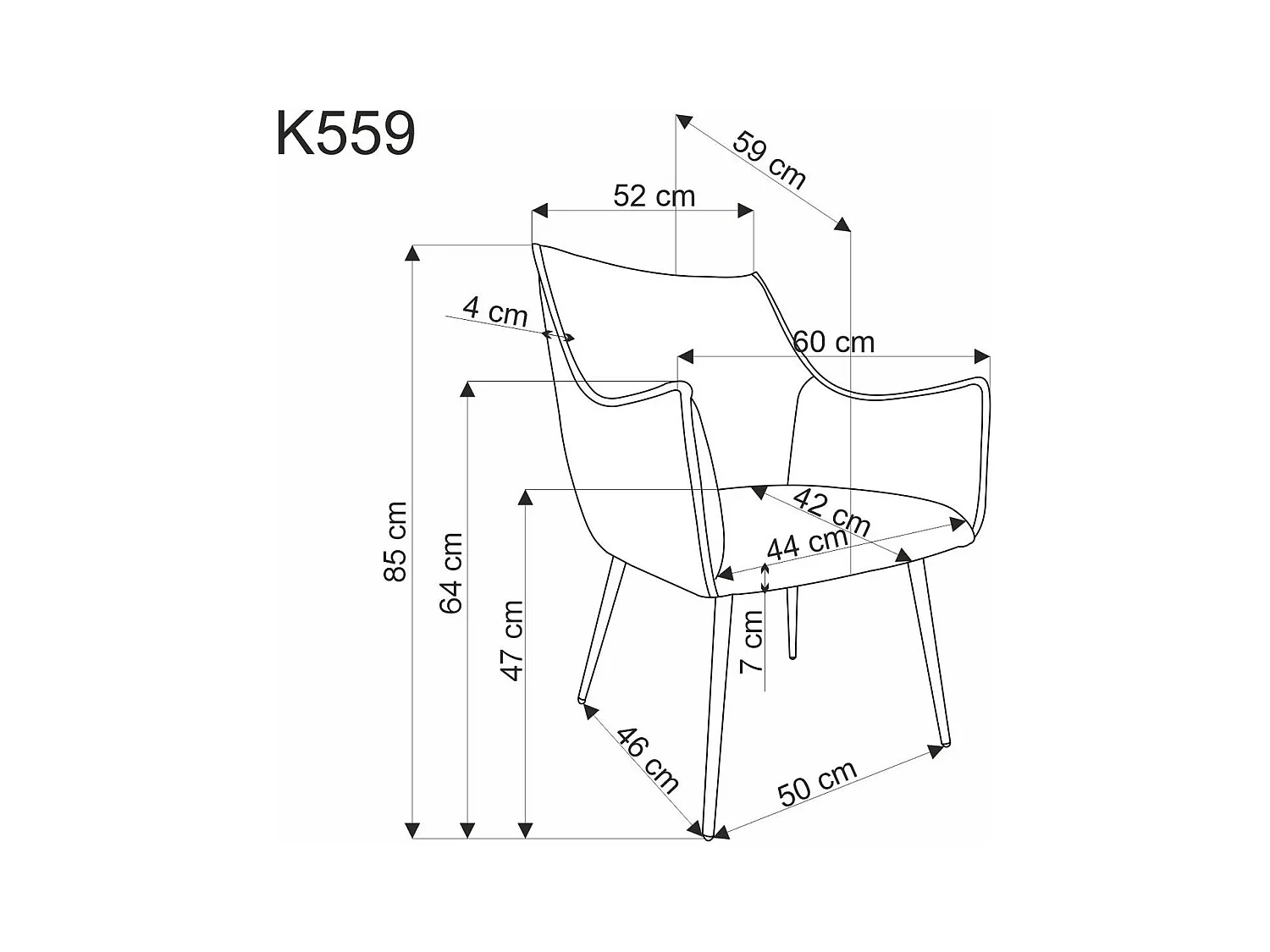 Chaise K559/Tissu et Métal/Beige