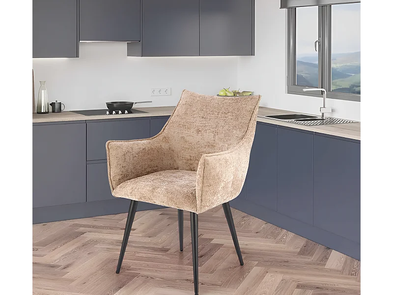 Stuhl K559/Stoffbezug&Metall/Beige