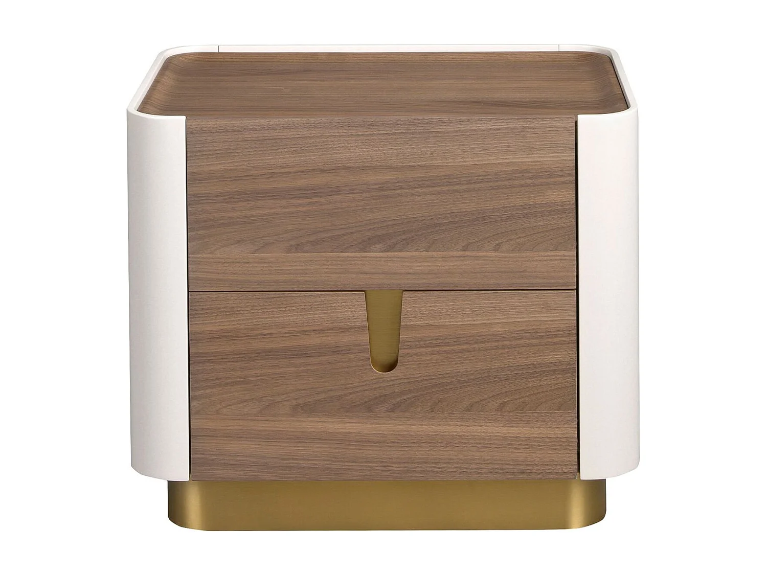 Nachttisch Nussbaum, beige, goldener polierter Stahl und Nussbaumplatte 7187 ANGEL CERDA