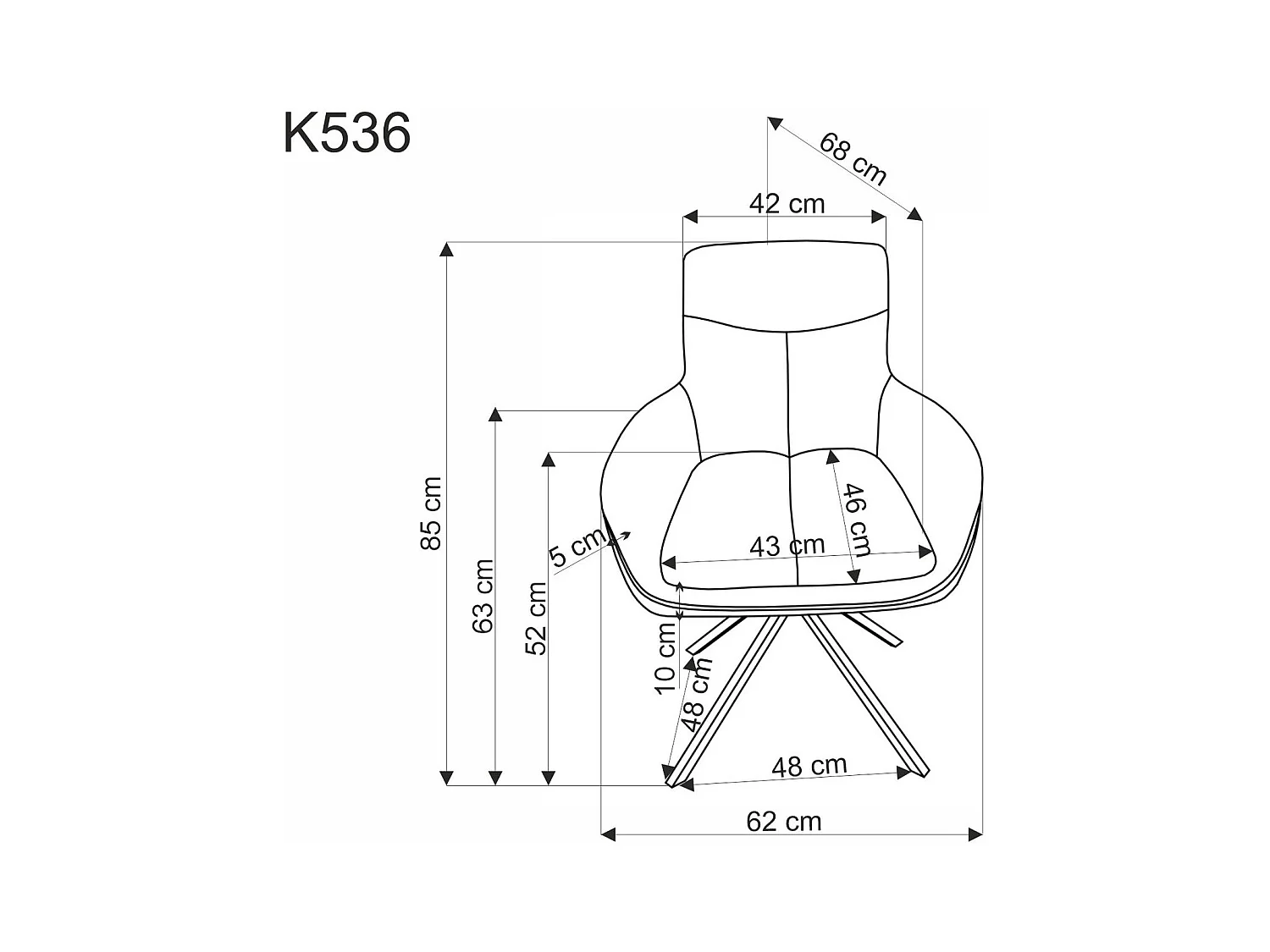Chaise K536/Fonction pivotante/Revêtement en tissu/Vert