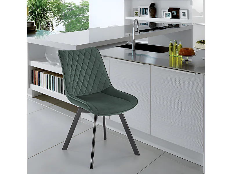 Stuhl K520/Drehfunktion/Samtstoffbezug/Grün