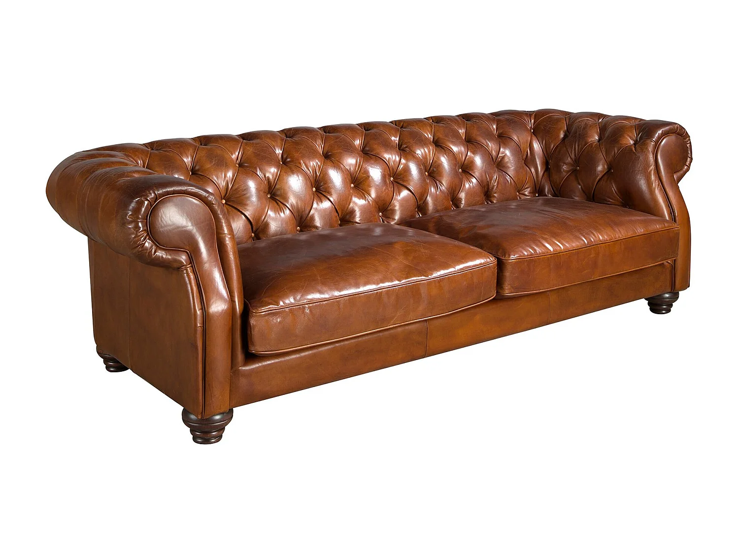 Canapé chester 3 places en cuir marron cognac 6228 ANGEL CERDA