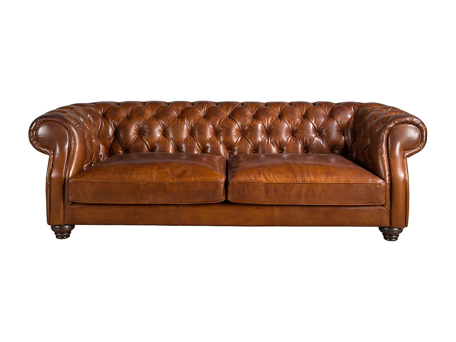 Canapé chester 3 places en cuir marron cognac 6228 ANGEL CERDA