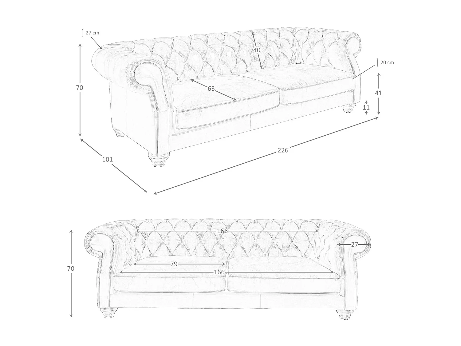Canapé chester 3 places en cuir marron cognac 6228 ANGEL CERDA
