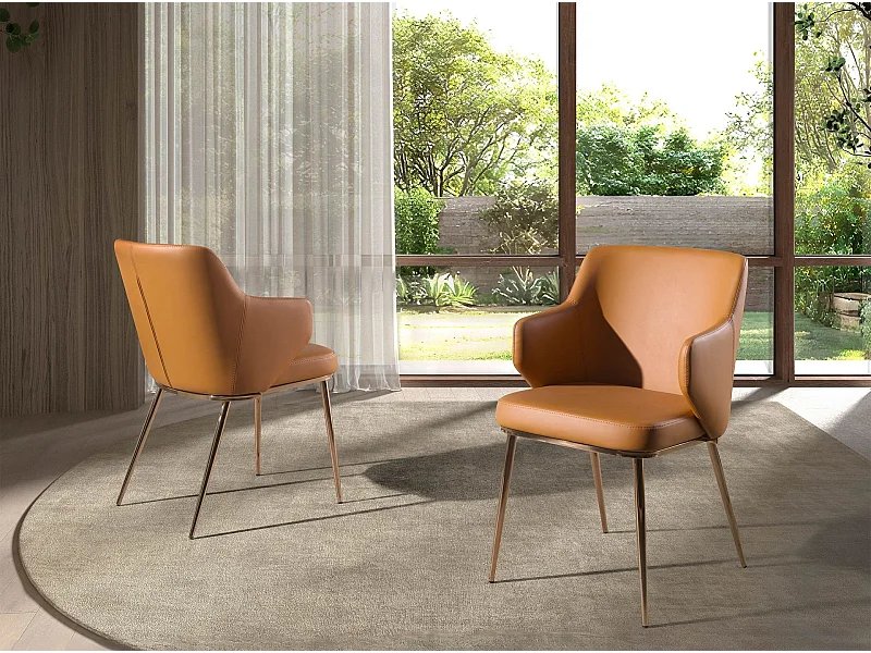 Chaise en similicuir marron 4162 ANGEL CERDA