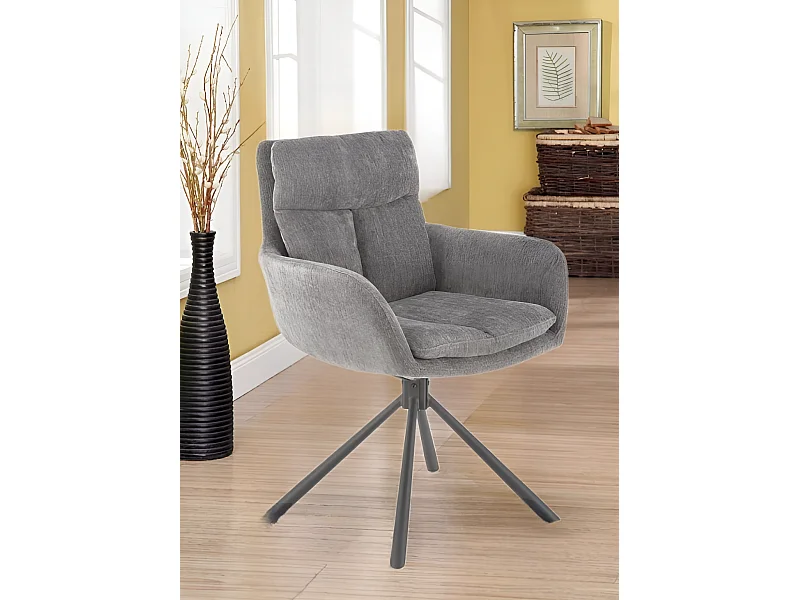 Chaise K495/Fonction pivotante/Revêtement tissu et métal/Gris