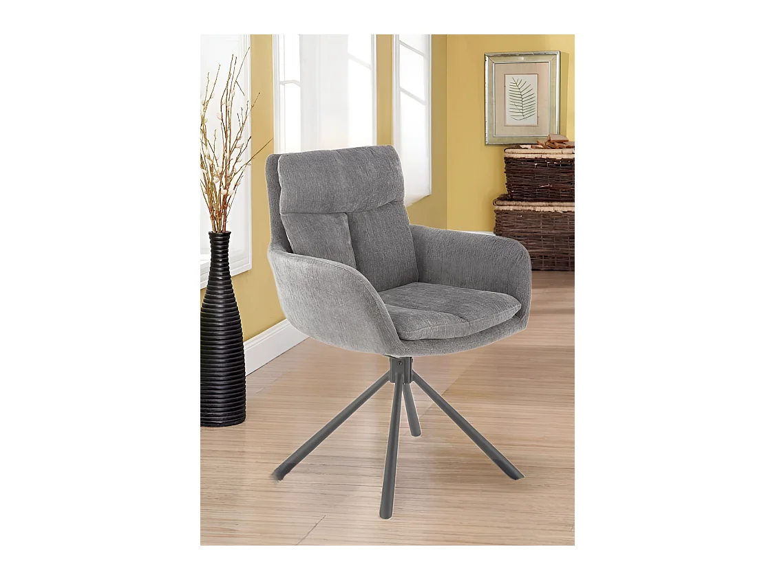 Sedia K495/Funzione girevole/Rivestimento in tessuto e metallo/Grigio