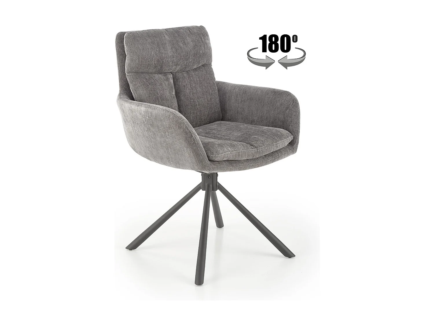 Sedia K495/Funzione girevole/Rivestimento in tessuto e metallo/Grigio
