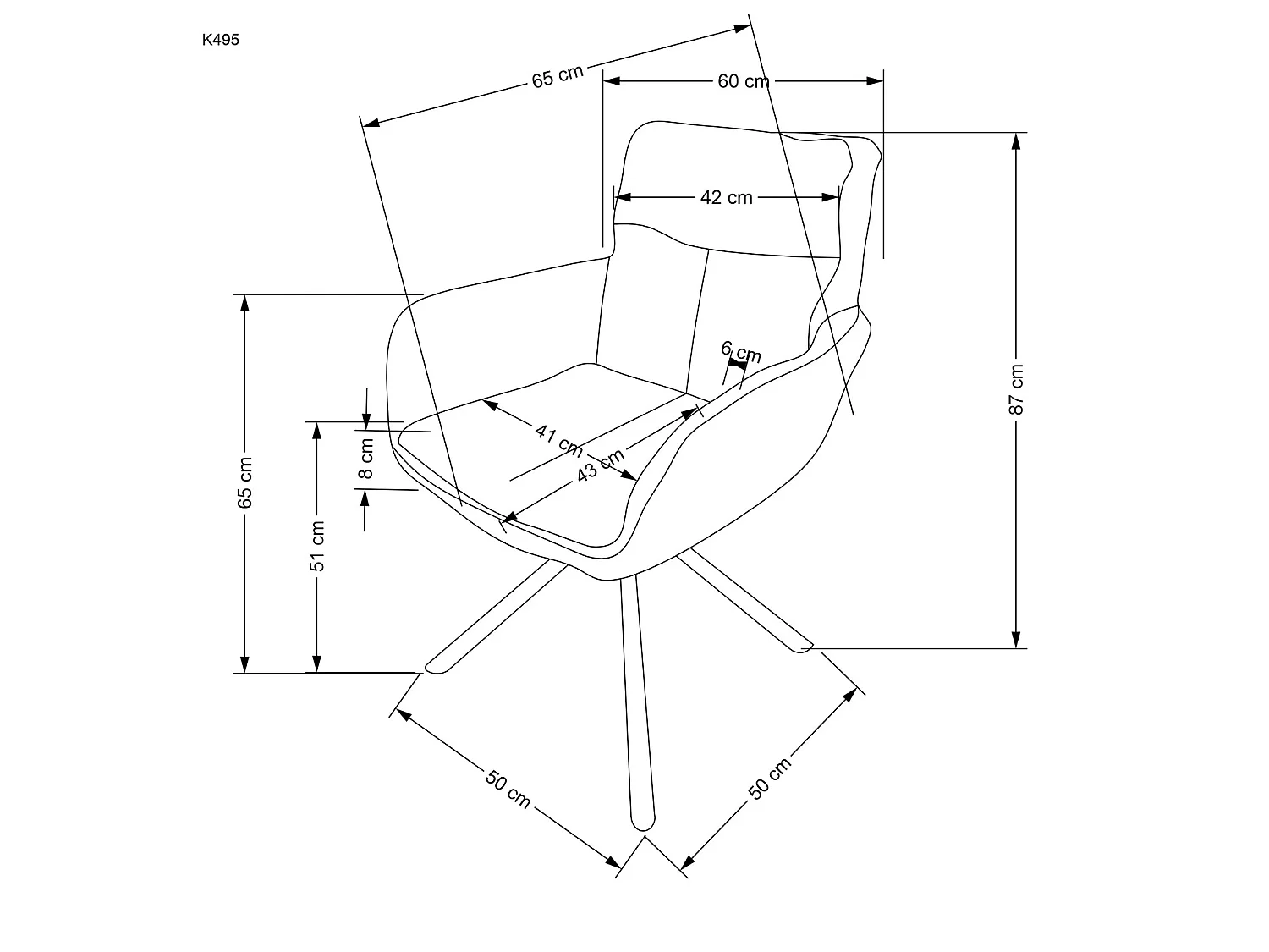 Chaise K495/Fonction pivotante/Revêtement tissu et métal/Gris