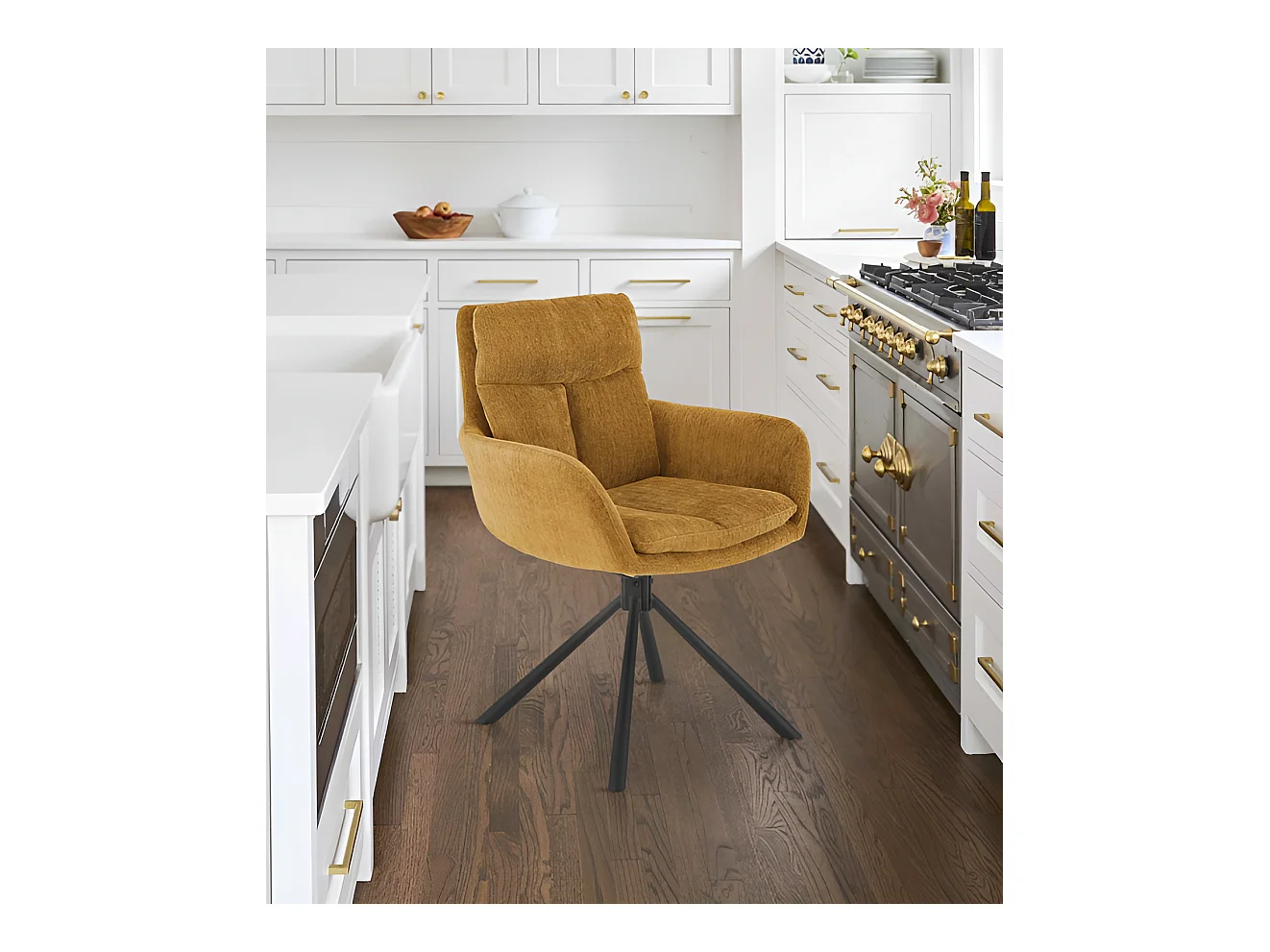 Sedia K495/Funzione girevole/Rivestimento in tessuto e metallo/Arancia