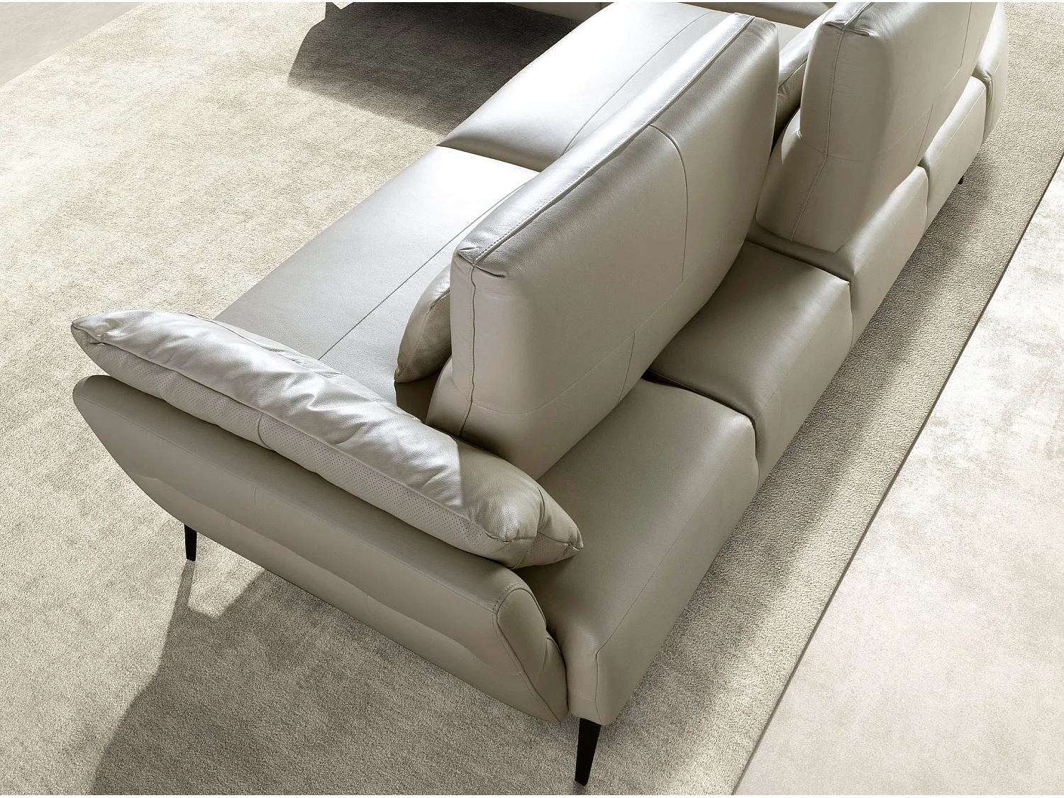 Sofá chaise longue esquerdo em pele de areia 6214 ANGEL CERDA