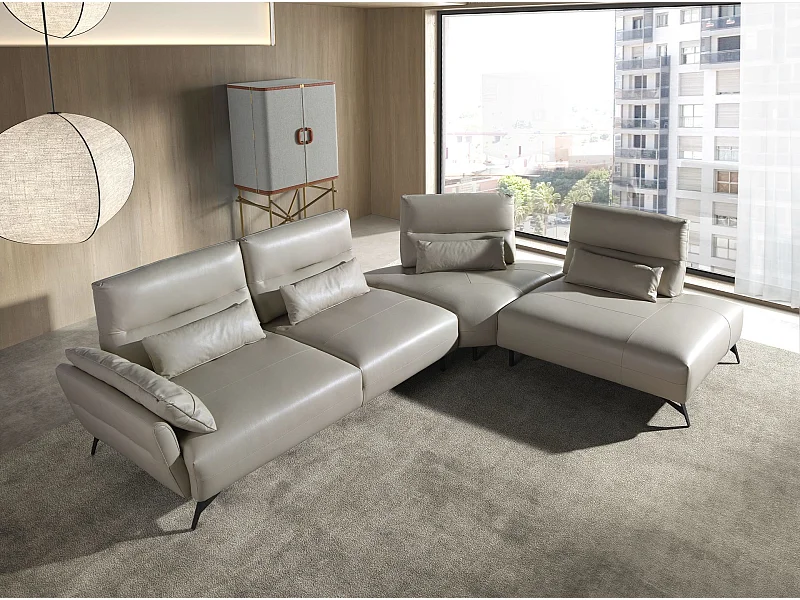 Canapé d'angle droite cuir sable 6213 ANGEL CERDA